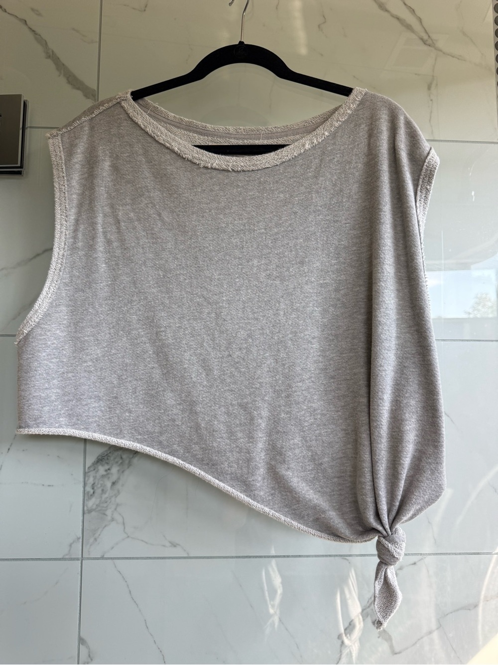 We The Free Asymmetric Knot Tank Top in Light Gray